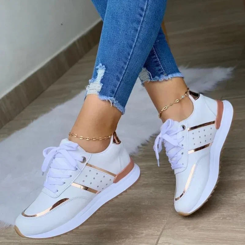 2025 Women's Mesh Sneakers Patchwork Lace Up Flat Shoes for Women Lightweight Female Shoes Classic Versatile Zapatillas De Mujer